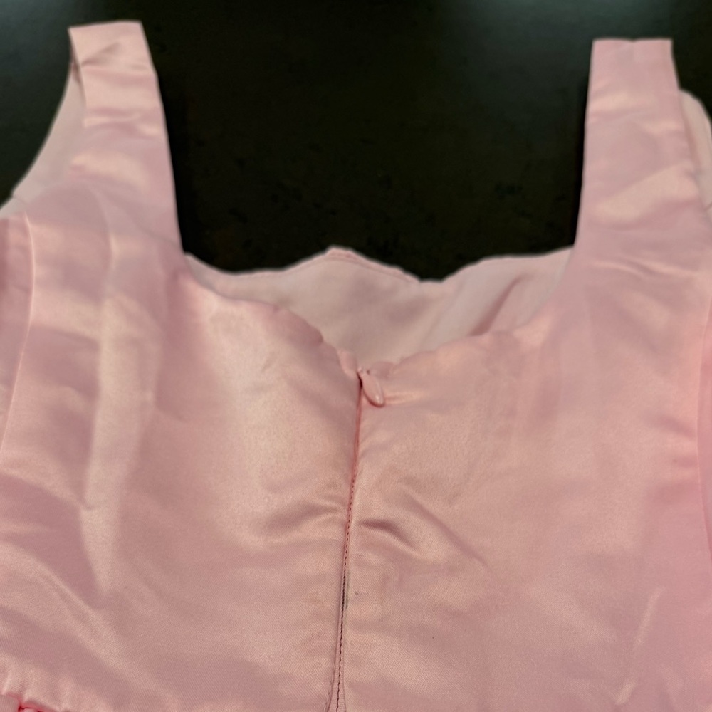 Lulu’s Regal Cutie Light Pink Satin Square Neck Bubble-Hem Mini Dress Sz:L - Picture 10 of 12